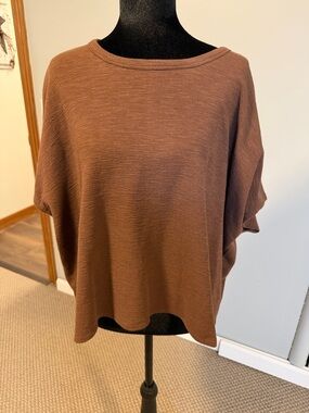 Zenana Brown Oversized Top | Small/Medium | NWOT | Short Sleeve Relaxed Fit